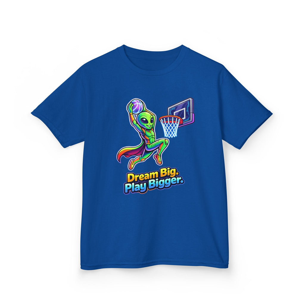 Kids Alien T-Shirt — 'Dream Big, Play Bigger' Basketball Graphic Tee