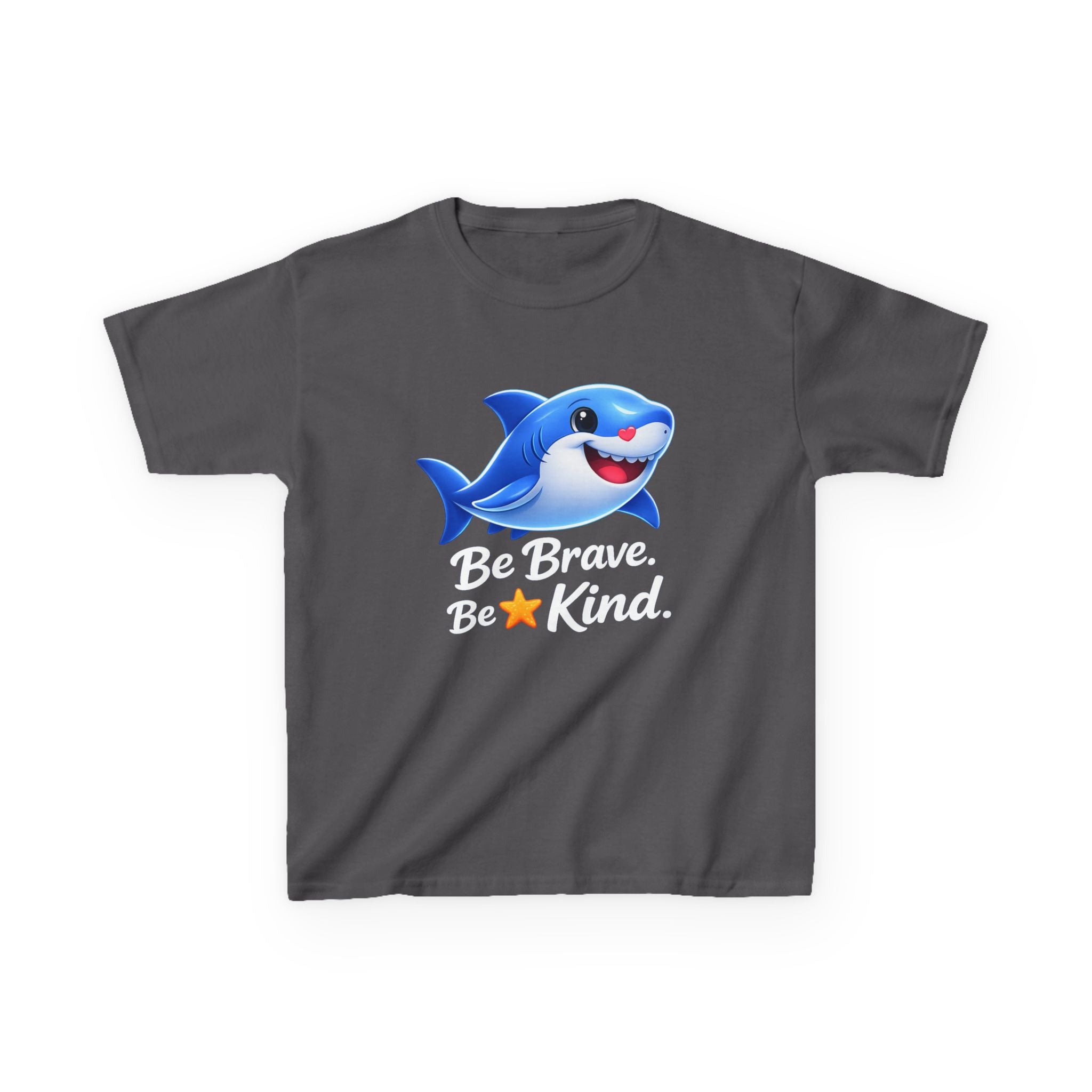 Kids Shark T-Shirt — 'Be Brave. Be Kind.' Cute Shark Graphic Tee