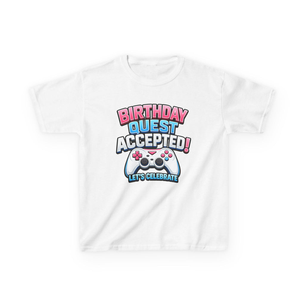 Kids Birthday T-Shirt — 'Birthday Quest Accepted' Gamer Birthday Graphic Tee