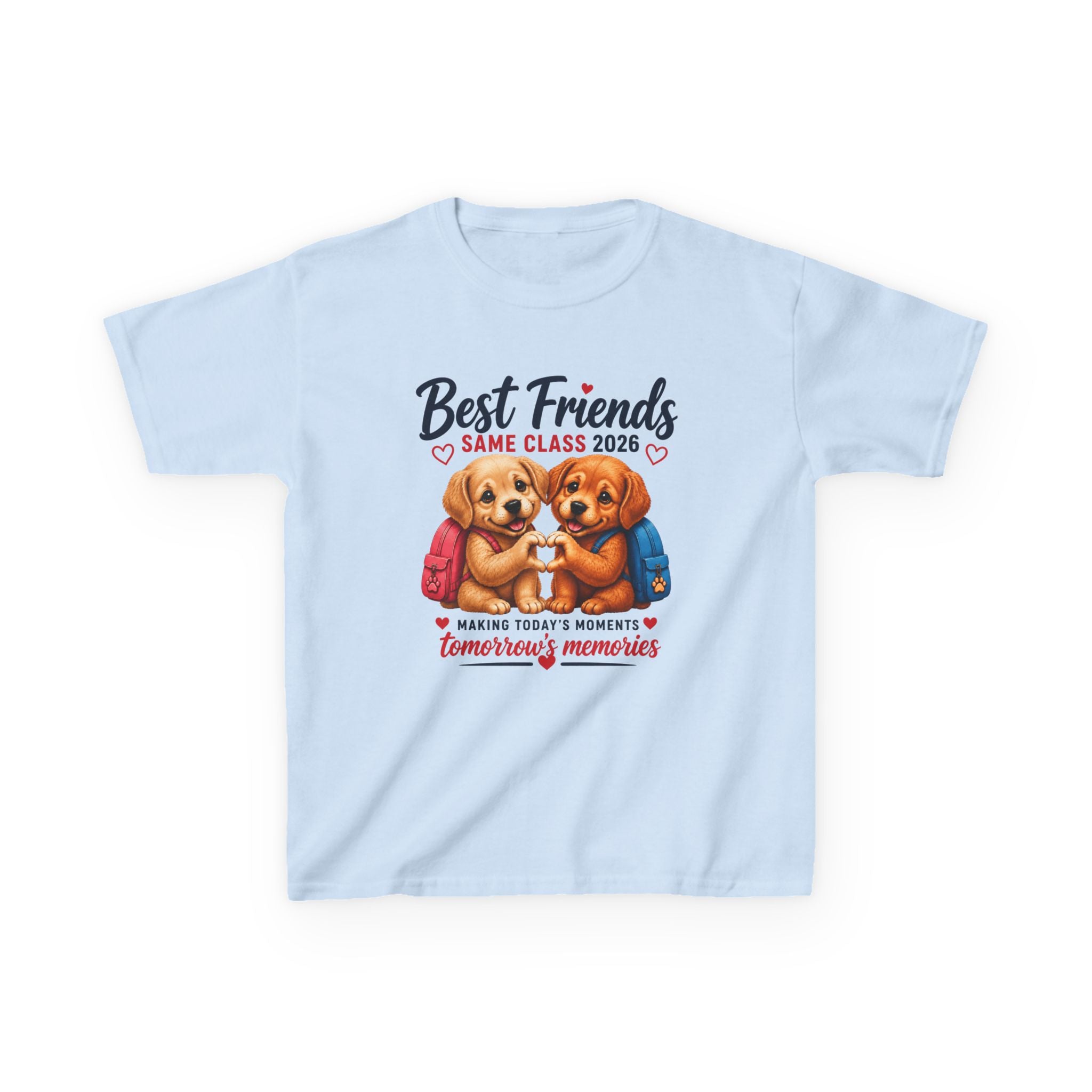 Kids Animal T-Shirt — 'Best Friends Same Class 2026' Cute Puppy School Friendship Graphic Tee