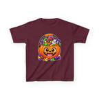 Kidxtr™ Kids Pumpkin T-Shirt — 'Trick or Treat' Jack-O-Lantern Candy Basket Graphic Tee