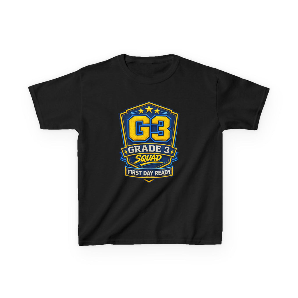 Grade 3 Squad Kids T‑Shirt — "G3 Grade 3 Squad: First Day Ready" Back‑to‑School Tee