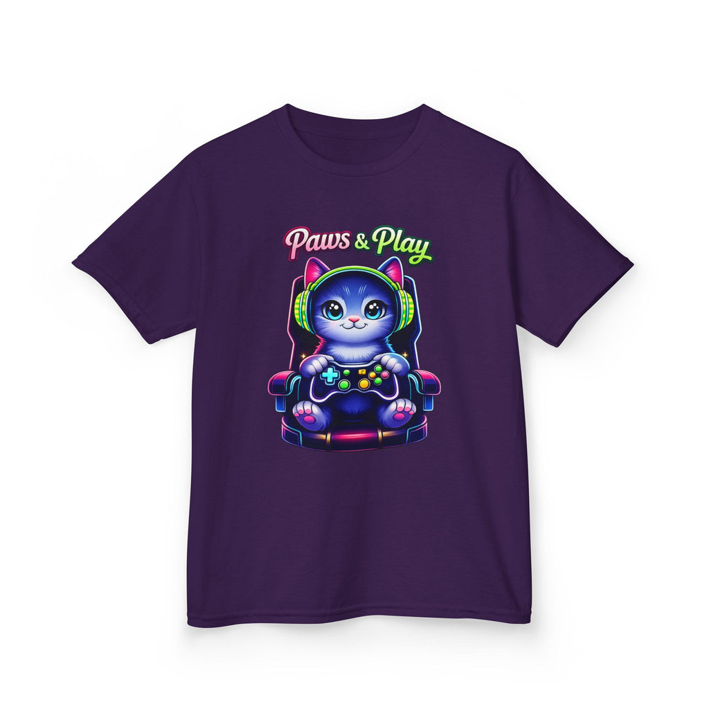 Kids Gamer T-Shirt – Cat Play & Pause Graphic Tee