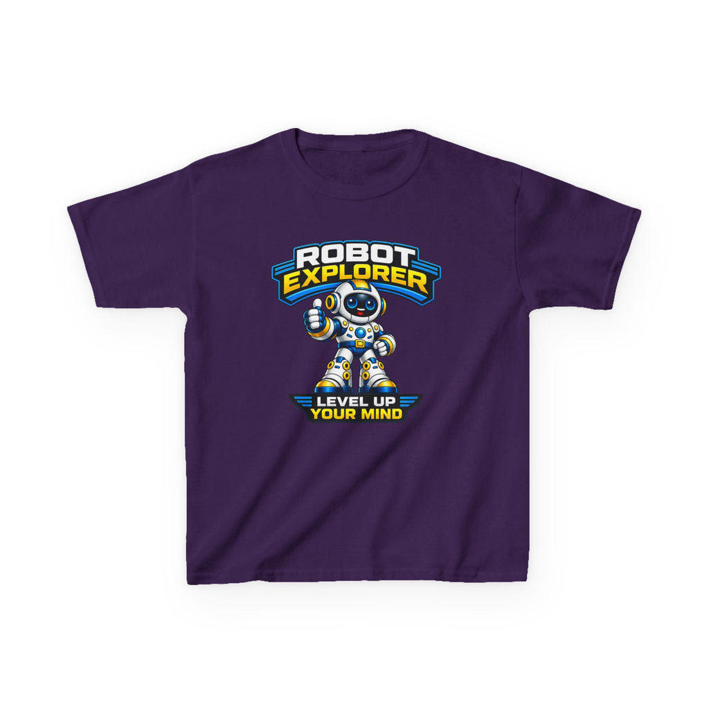 Kids T‑Shirt — "Robot Explorer: Level Up Your Mind" Cute STEM Robot Tee