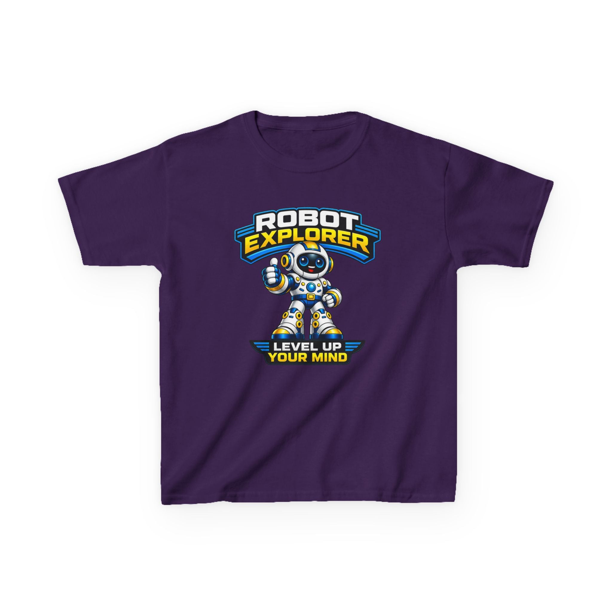 Kids T‑Shirt — "Robot Explorer: Level Up Your Mind" Cute STEM Robot Tee