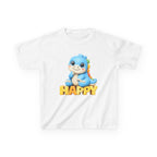 Kids Dinosaur T-Shirt — 'HAPPY' Cute Blue Dino Graphic Tee