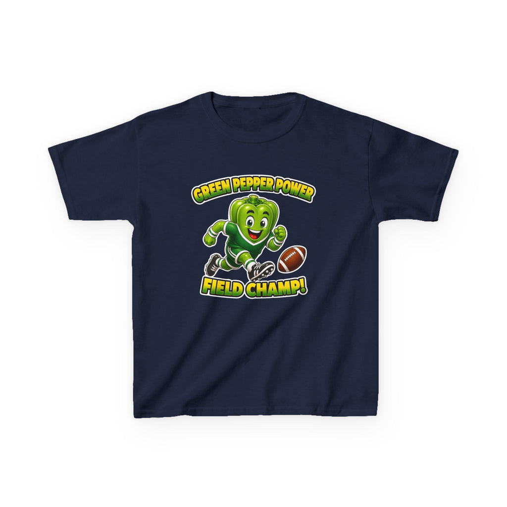 Kids Football T-Shirt — 'Green Pepper Power' Field Champ Graphic Tee