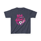 Kids Soccer T-Shirt — 'Kick Like a Girl' Soccer Graphic Tee