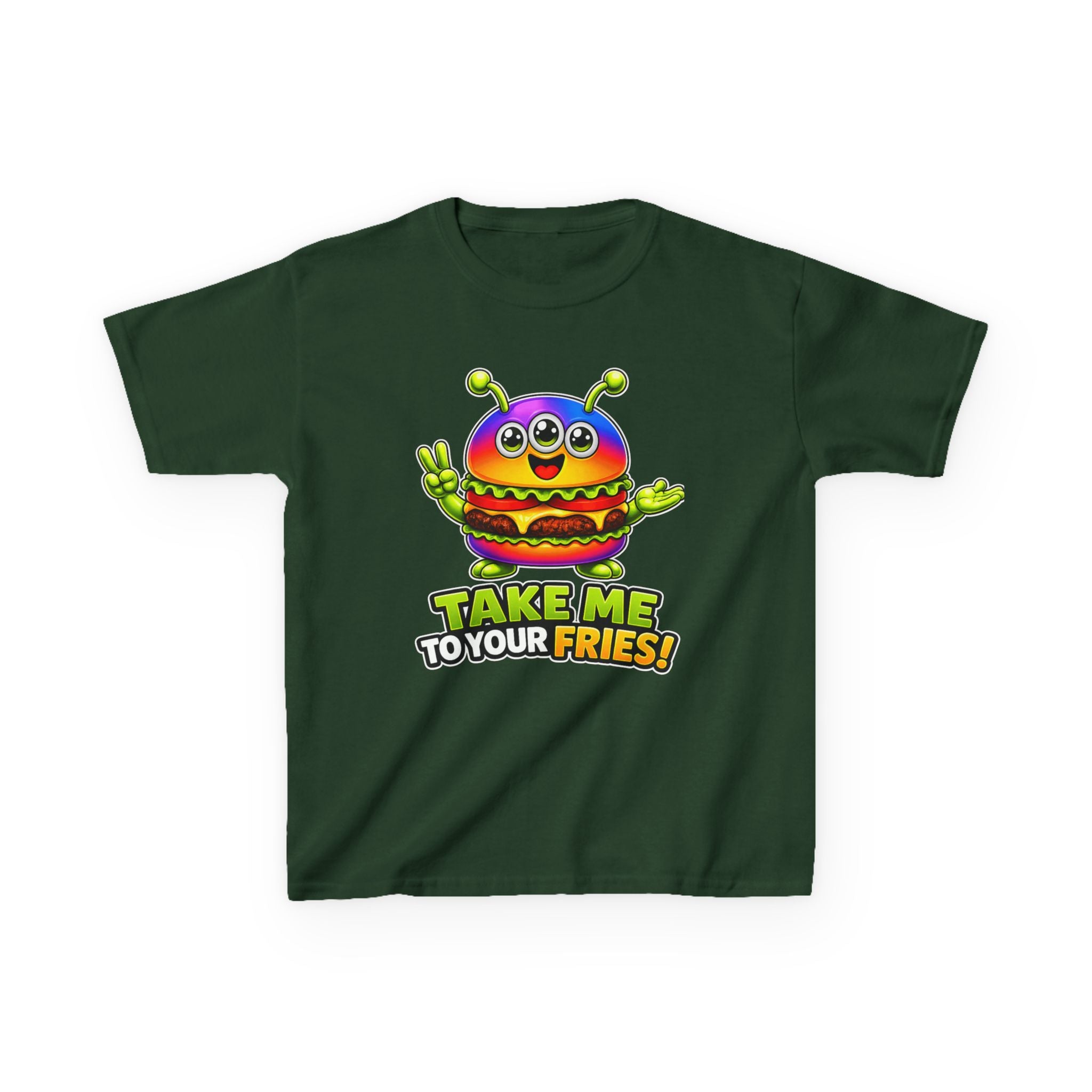 Kids Alien T-Shirt — 'Take Me to Your Fries' Cute Alien Burger Graphic Tee