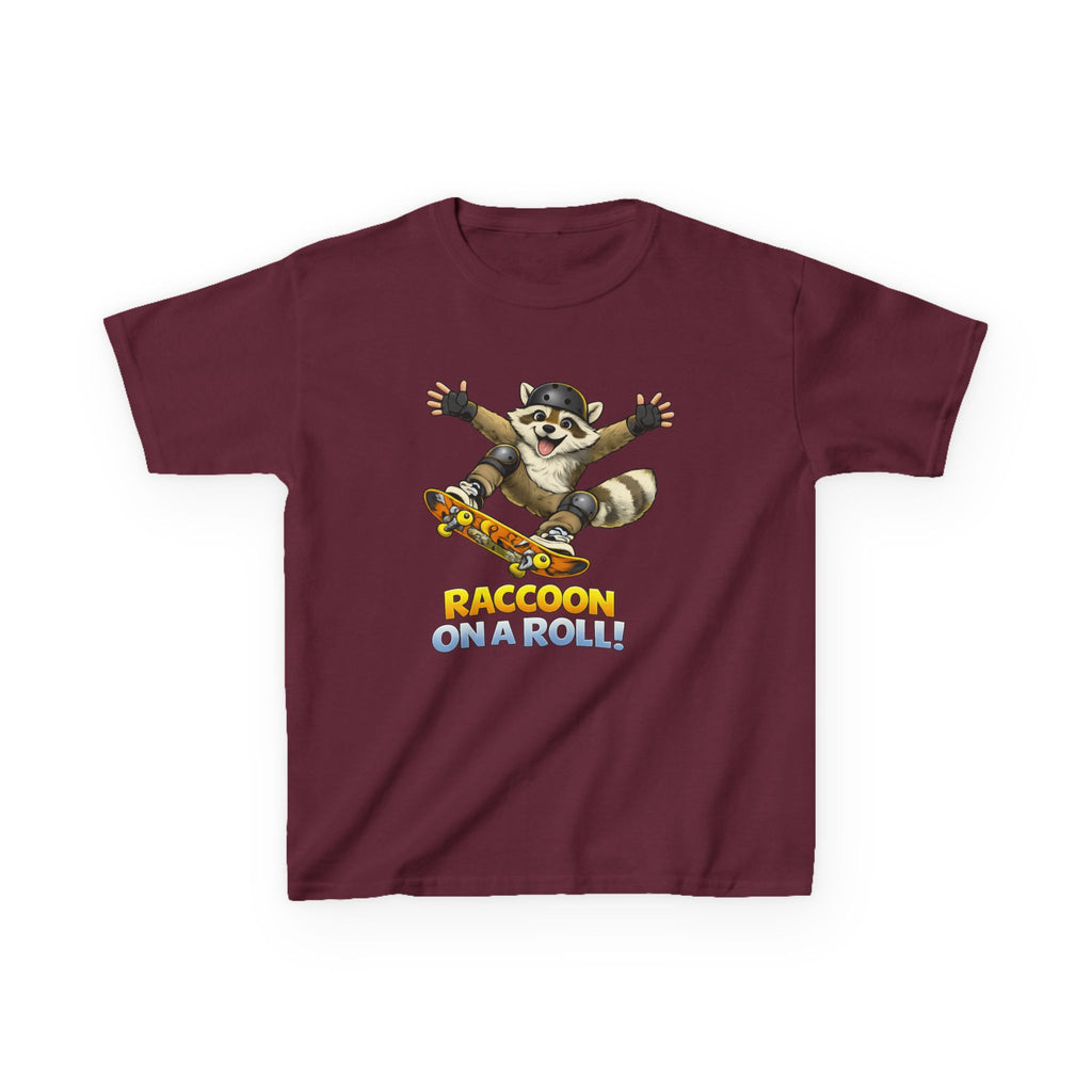 Kids Raccoon T-Shirt — 'Shred & Grin' Skateboarding Raccoon Graphic Tee