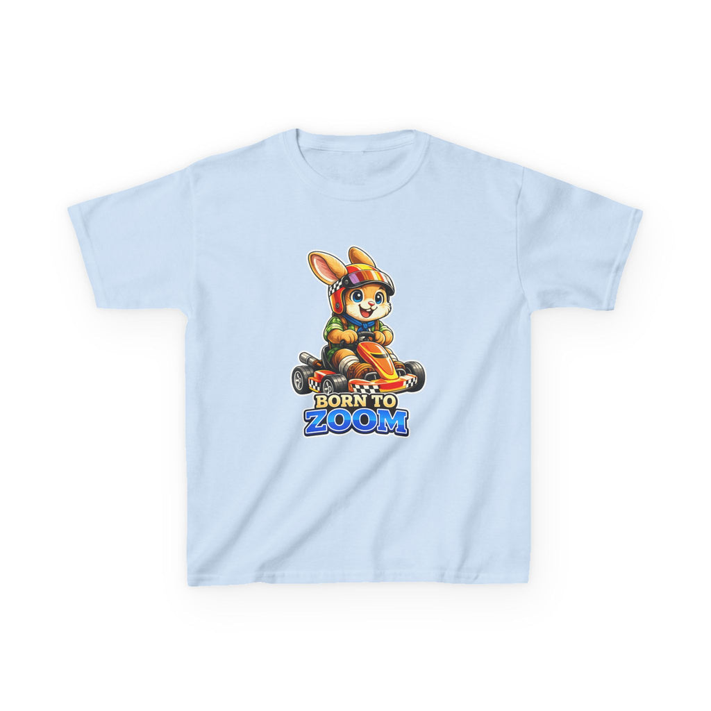 Kids Racing T-Shirt — 'Born to Zoom' Racing Bunny Graphic Tee