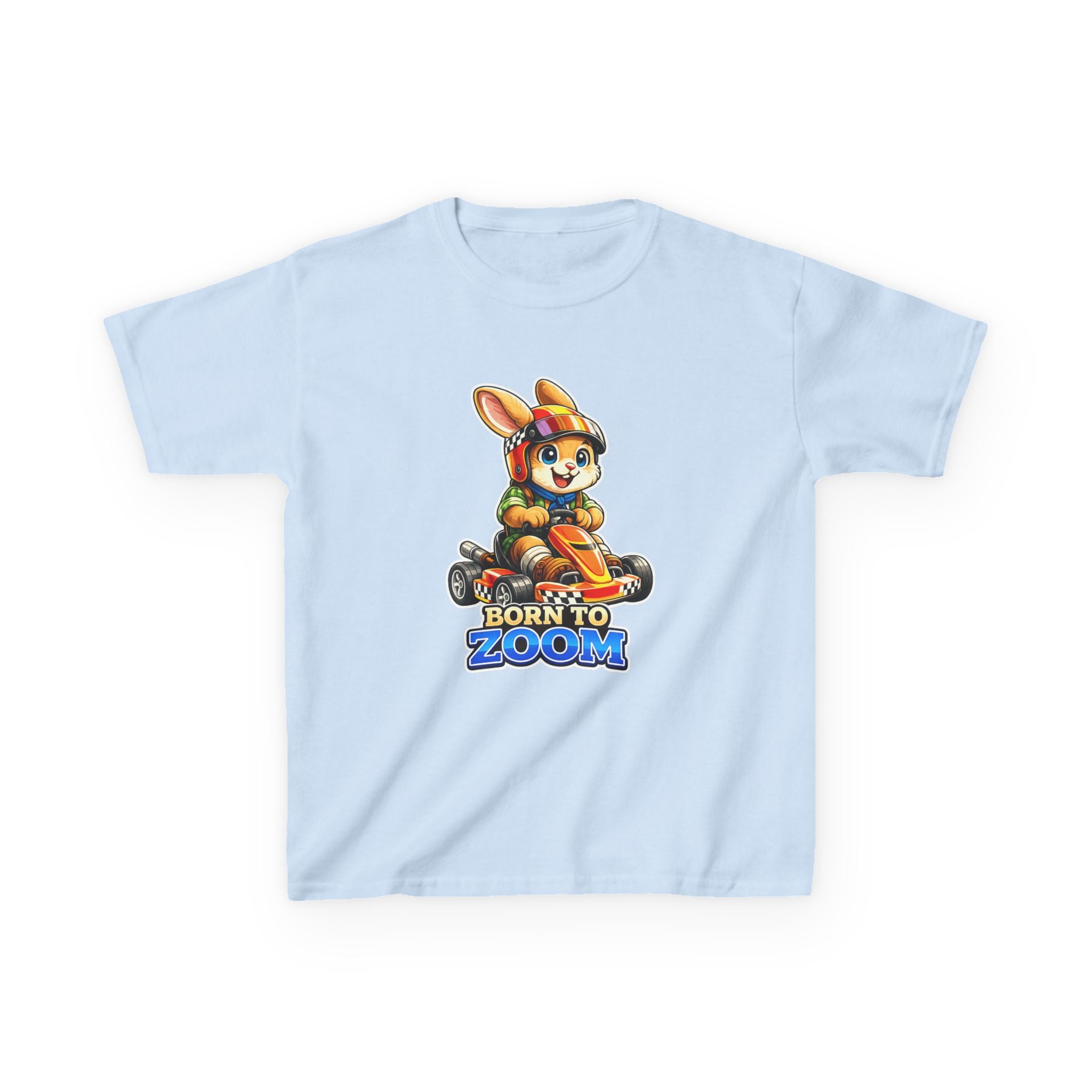 Kids Racing T-Shirt — 'Born to Zoom' Racing Bunny Graphic Tee
