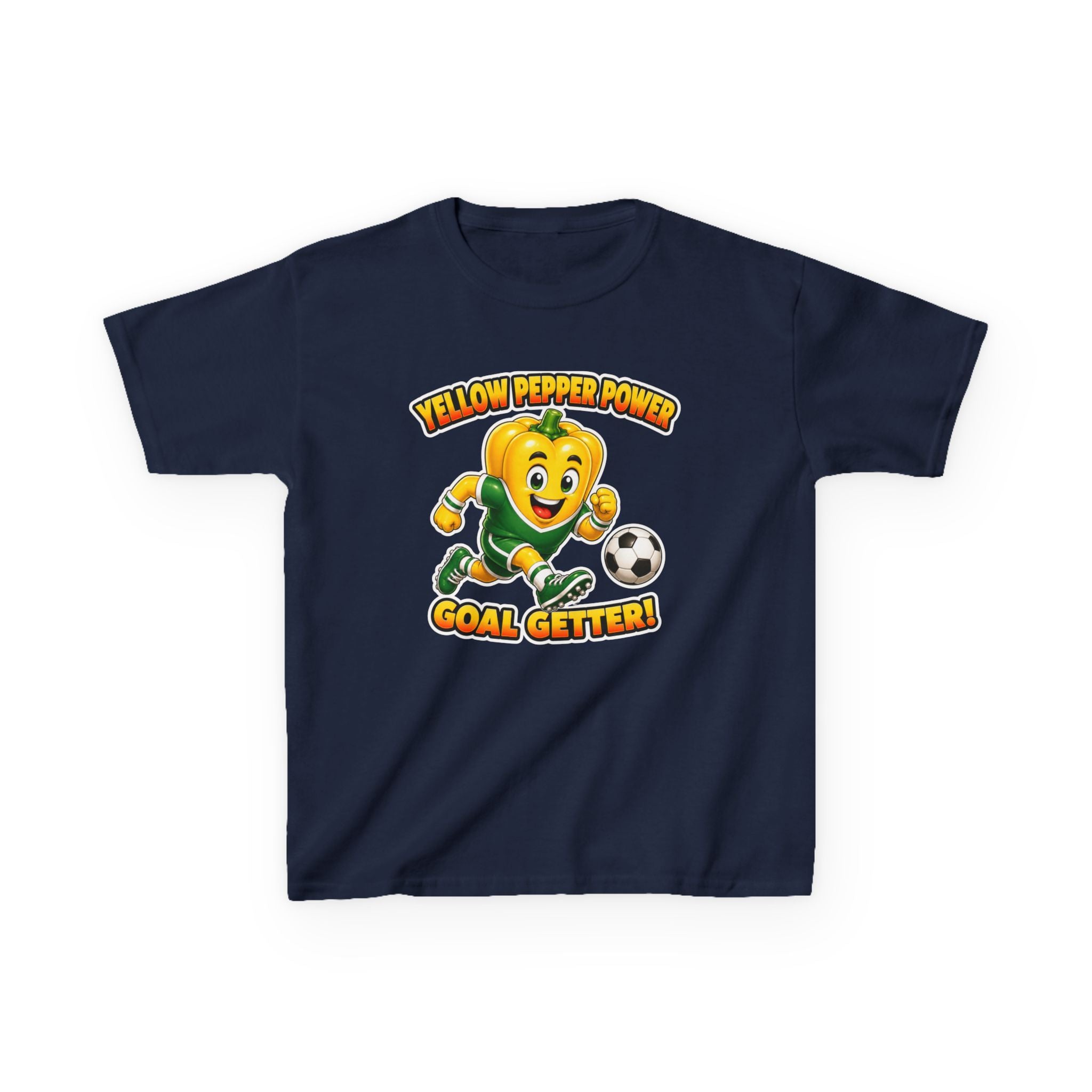 Kids Soccer T-Shirt — 'Yellow Pepper Power' Goal Getter Graphic Tee