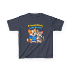 Kids Puppy & Kitten T-Shirt — 'Friends Make Life Better' Cute Friendship Graphic Tee