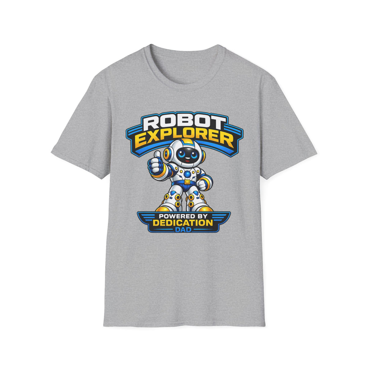 Copy of Robot Explorer T-Shirt — Cute Cartoon Robot Graphic Tee ("Powered by Dedication")