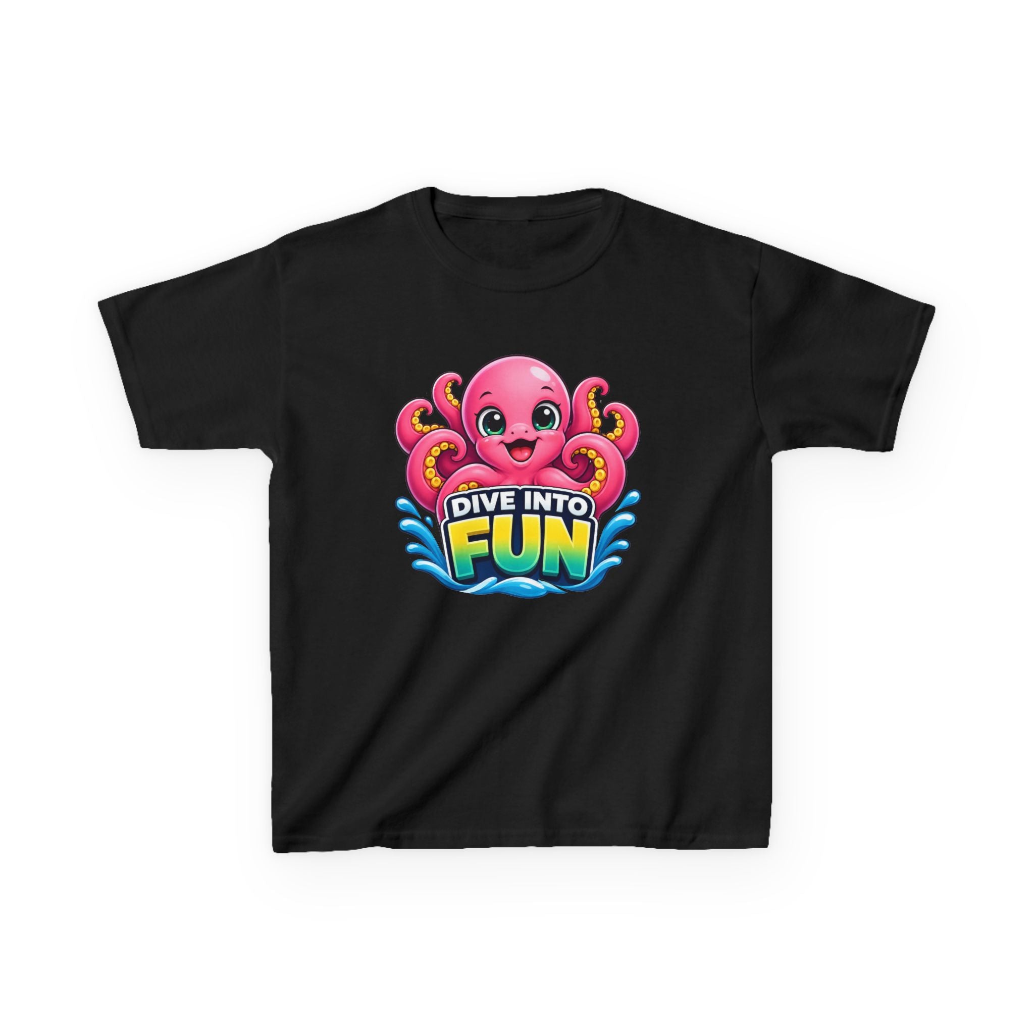 Kids Octopus T-Shirt — 'Dive Into Fun' Pink Octopus Graphic Tee