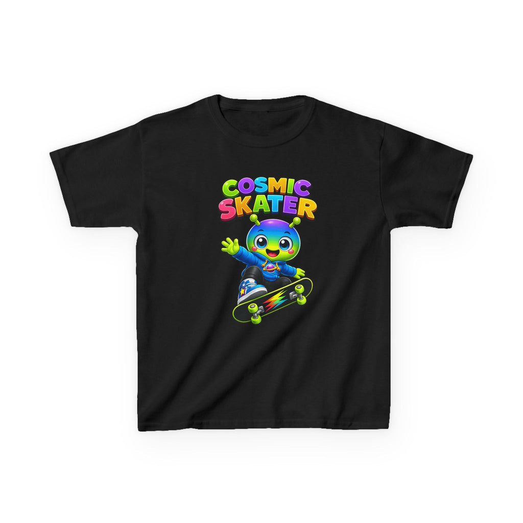 Kids Cosmic Skater T-Shirt — 'Cosmic Skater' Colorful Alien Skateboard Graphic Tee