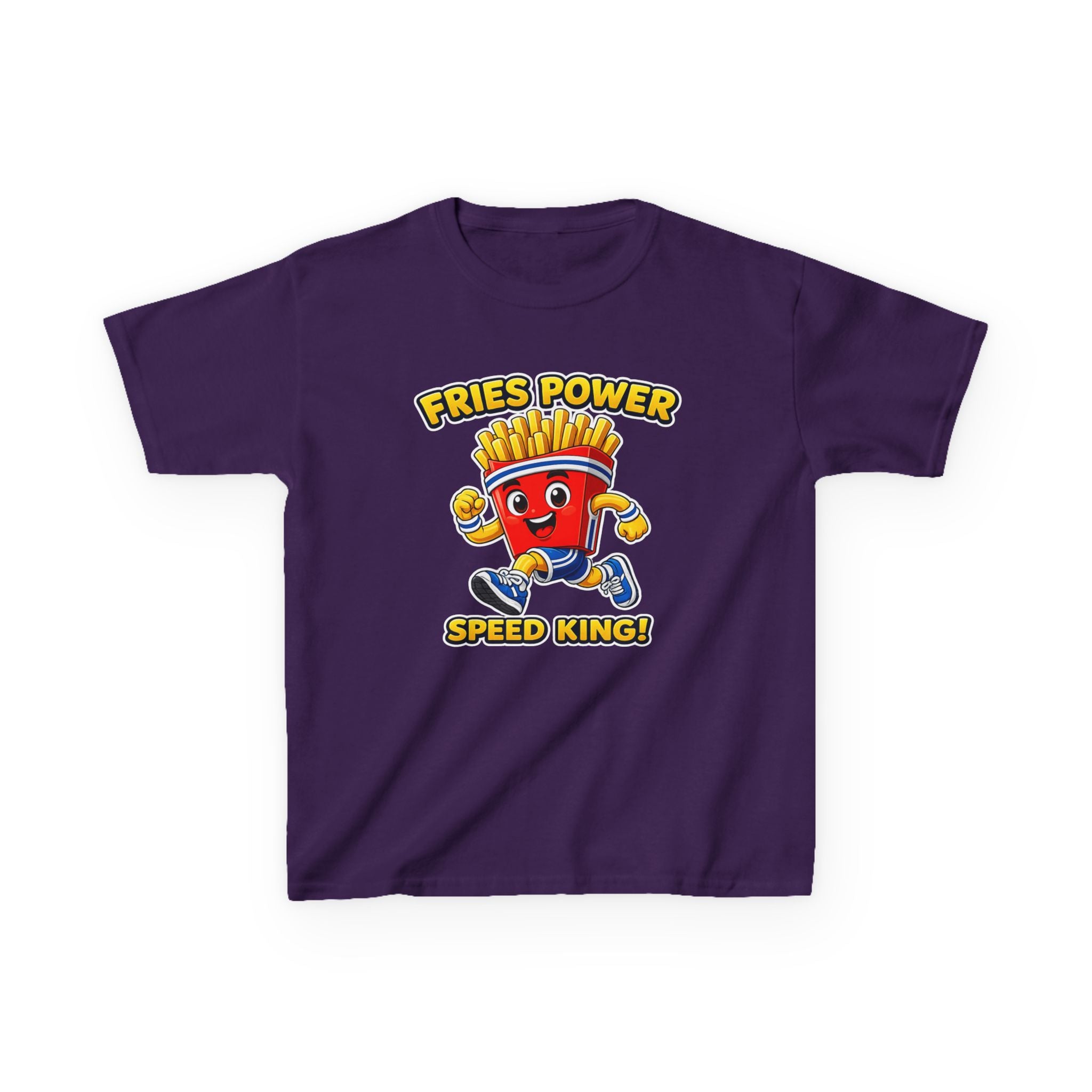 Kids French Fry T-Shirt — 'Fries Power Speed King' Funny Cartoon Graphic Tee