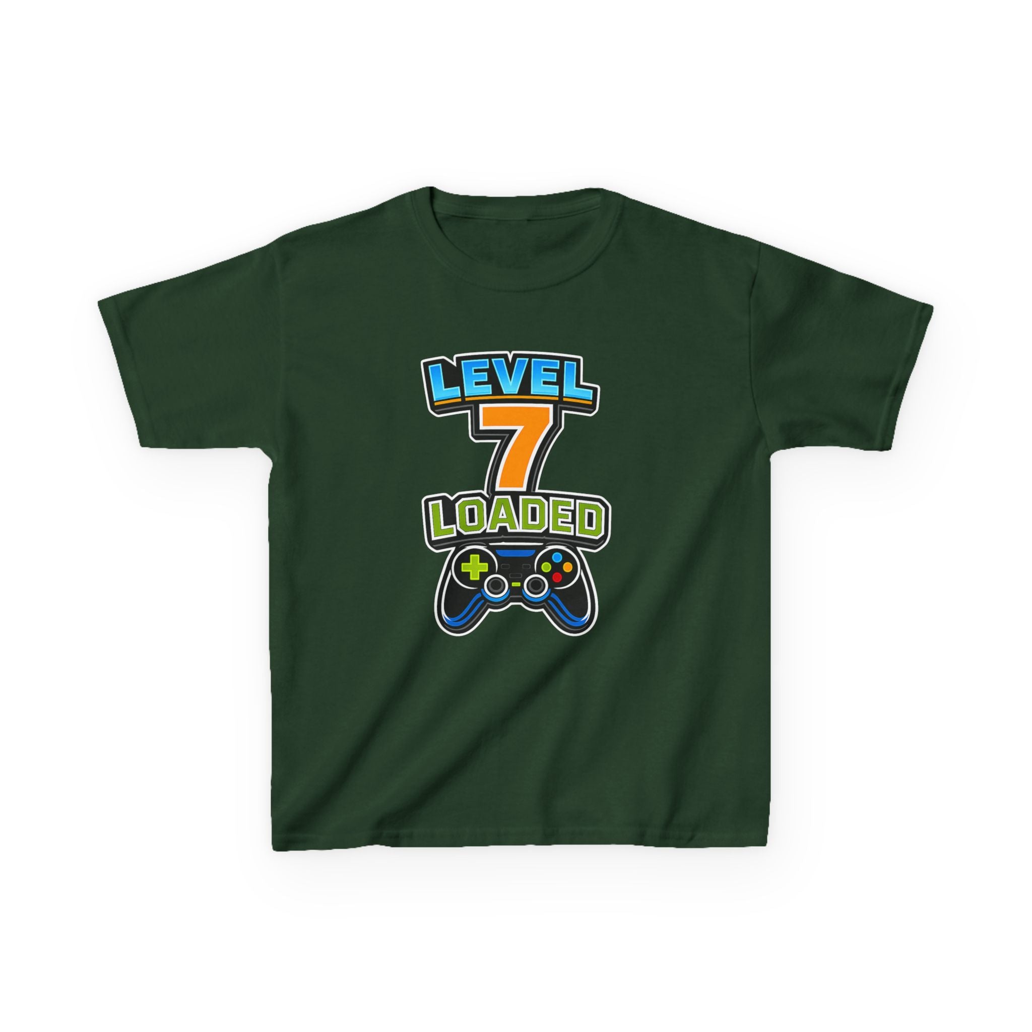 Kids Birthday T-Shirt — 'Level 7 Loaded' Birthday Gamer Graphic Tee