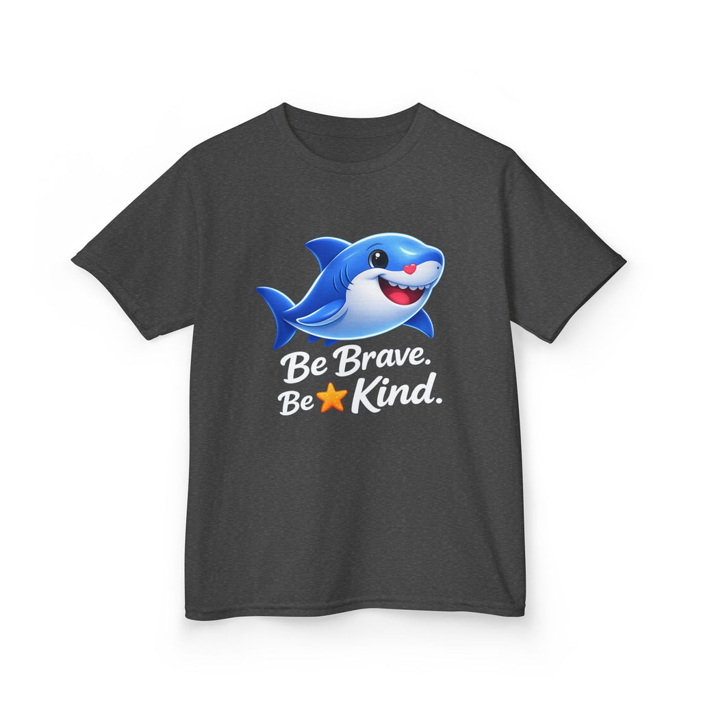 Kids Shark T-Shirt — 'Be Brave. Be Kind.' Cute Shark Graphic Tee