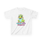 Kids Frog T-Shirt — 'Happy Little Hopper!' Cartoon Crown Frog Graphic Tee