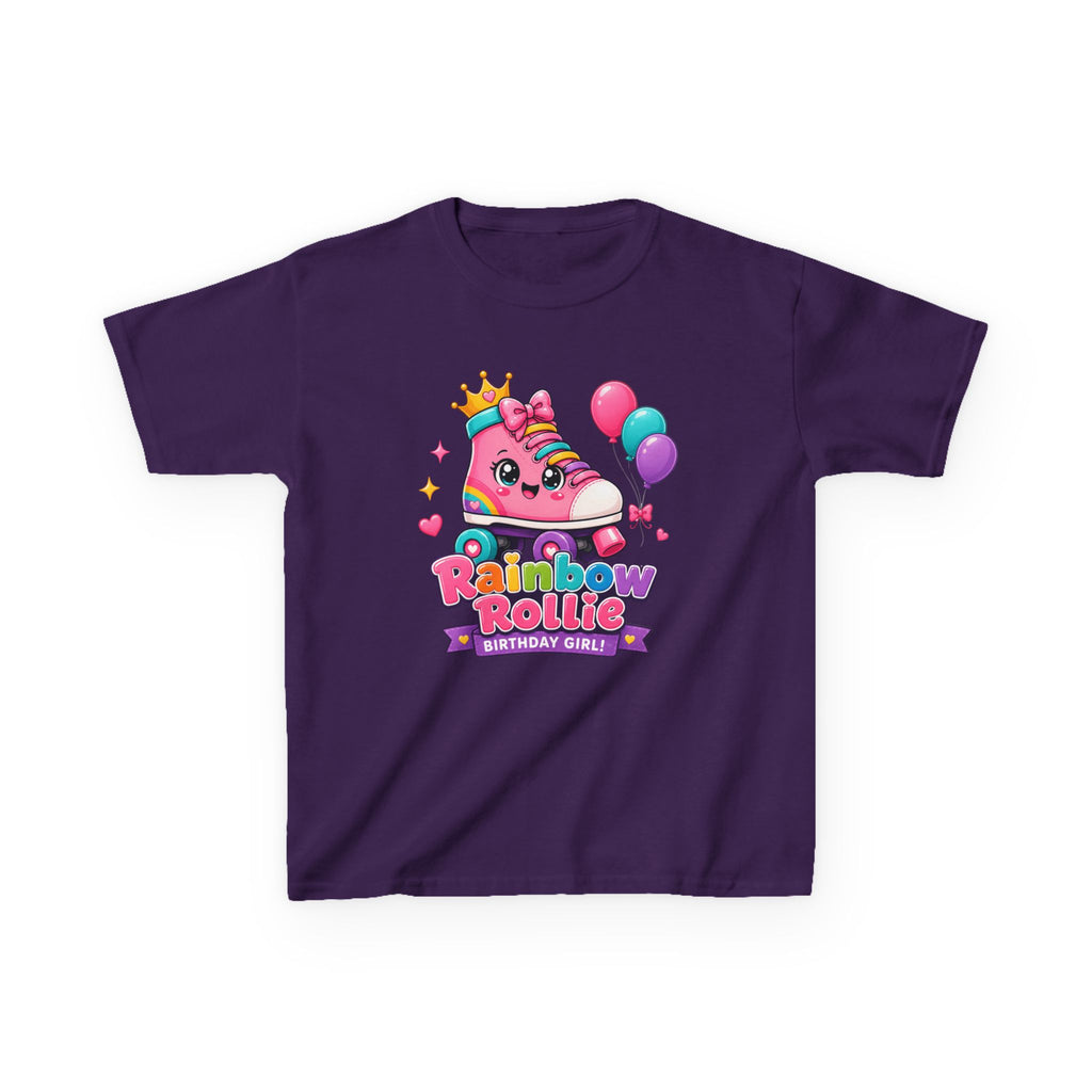 Kids Birthday T-Shirt — 'Rainbow Rollie Birthday Girl' Cute Princess Cake Graphic Tee