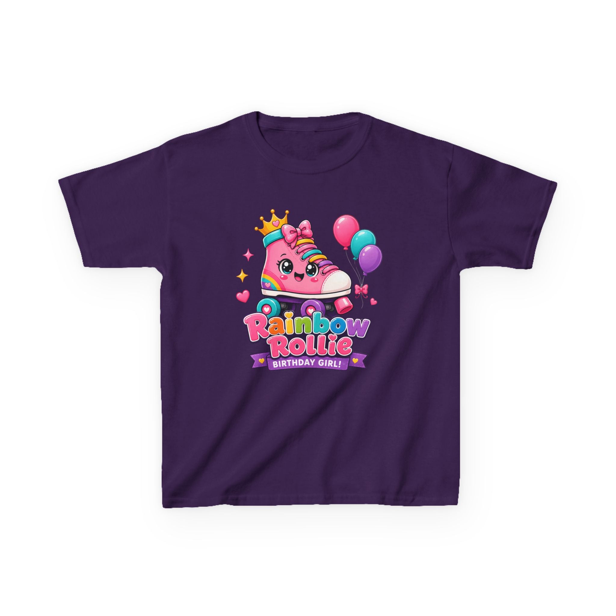 Kids Birthday T-Shirt — 'Rainbow Rollie Birthday Girl' Cute Princess Cake Graphic Tee