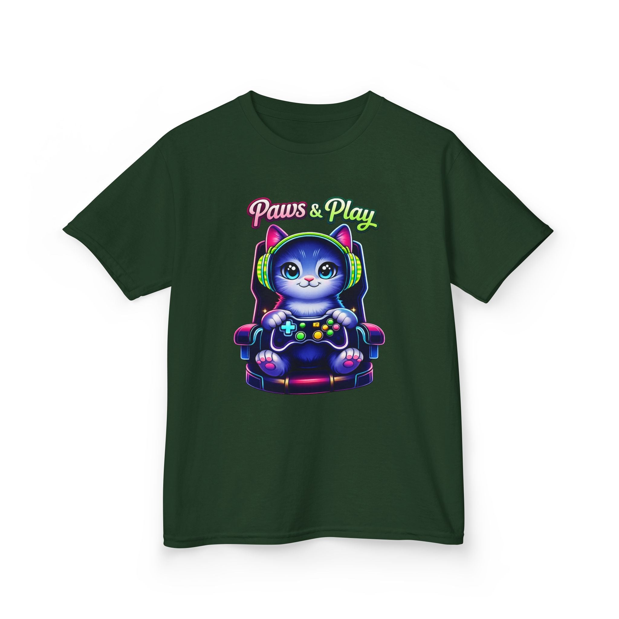 Kids Gamer T-Shirt – Cat Play & Pause Graphic Tee
