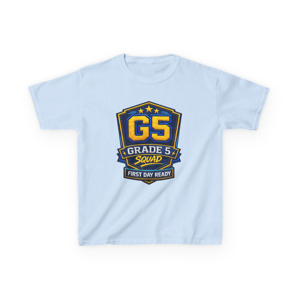 Kids Grade 5 T-Shirt — 'G5 Squad' First Day Ready Back-to-School Graphic Tee