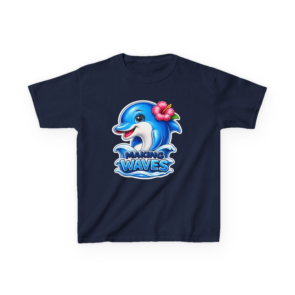 Kids Dolphin T-Shirt — 'Making Waves' Cute Tropical Dolphin Graphic Tee