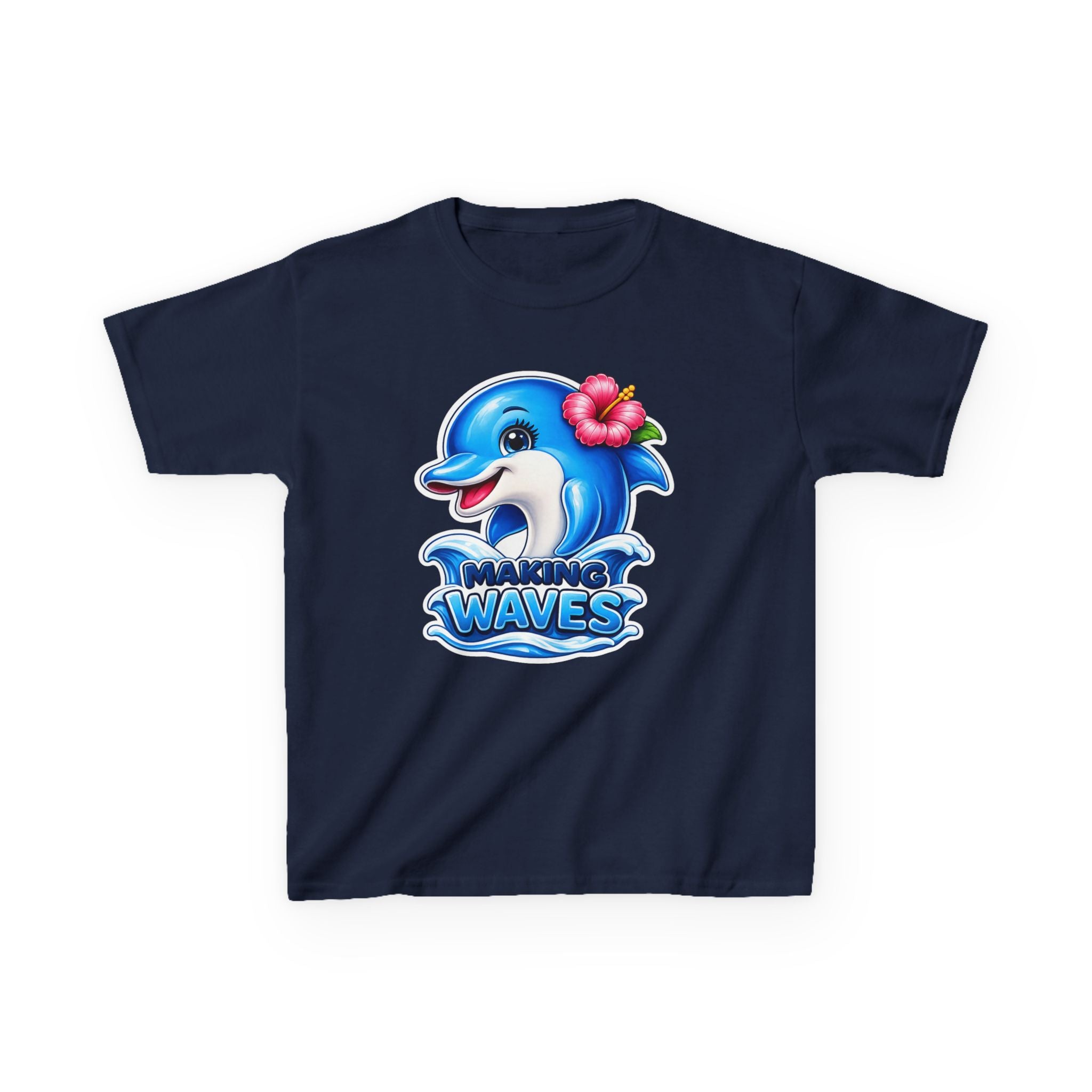 Kids Dolphin T-Shirt — 'Making Waves' Cute Tropical Dolphin Graphic Tee