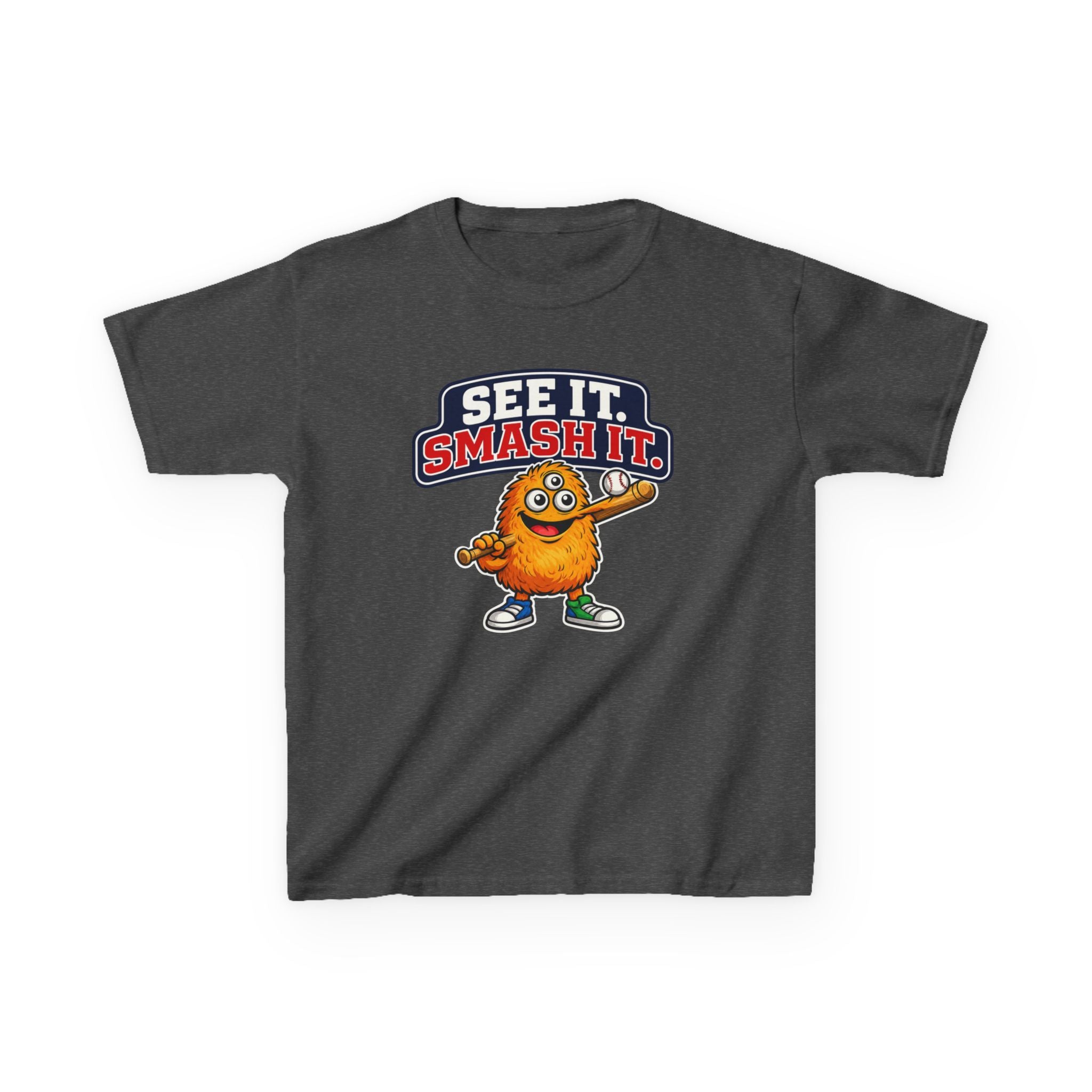 Kids Cookie T-Shirt — 'See It. Smash It.' Cartoon Cookie Character Graphic Tee