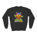 Kidxtr™ Kids Burger Crewneck — 'Take Me to Your Fries' Cartoon Graphic Sweatshirt