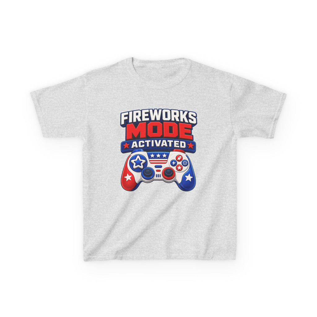 Kids Tee — "Fireworks Mode Activated" Patriotic Gamer Shirt