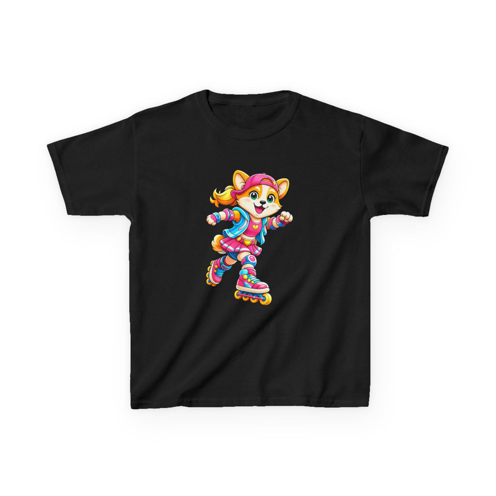 Kids T-Shirt — Colorful Roller Skating Puppy Graphic Tee