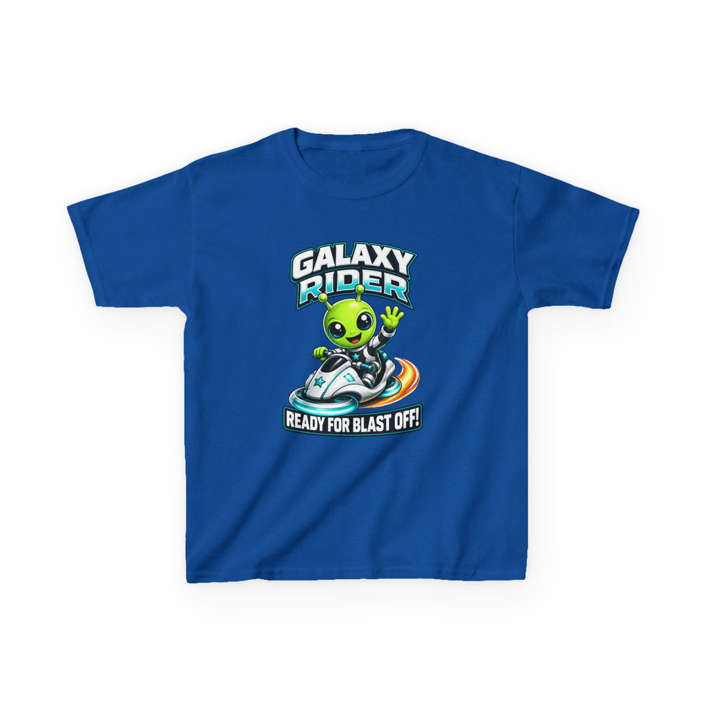 Kids Alien T-Shirt — 'Galaxy Rider: Ready for Blast Off!' Alien Space Rocket Graphic Tee
