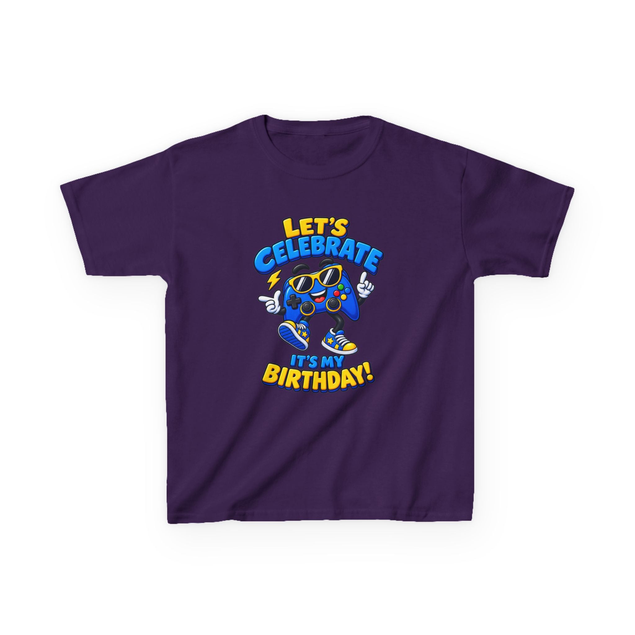 Kids Birthday T-Shirt — 'Let's Celebrate It's My Birthday!' Cartoon Party Graphic Tee