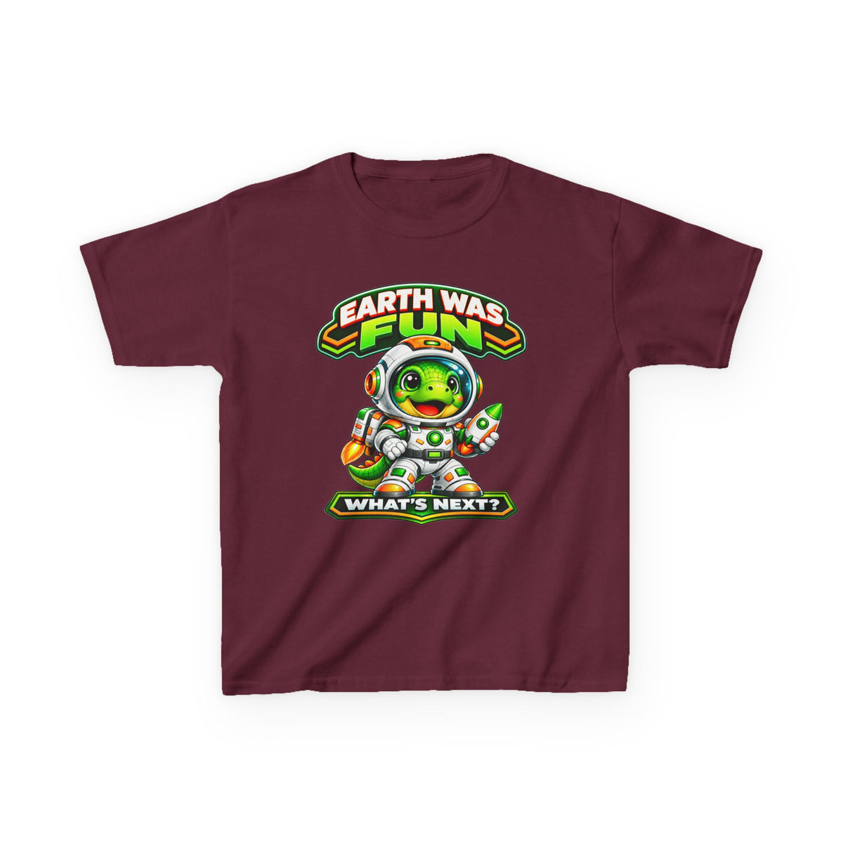 Kidxtr™ Kids Space T-Shirt — 'Earth Was Fun, What’s Next?' Cosmic Dino Graphic Tee
