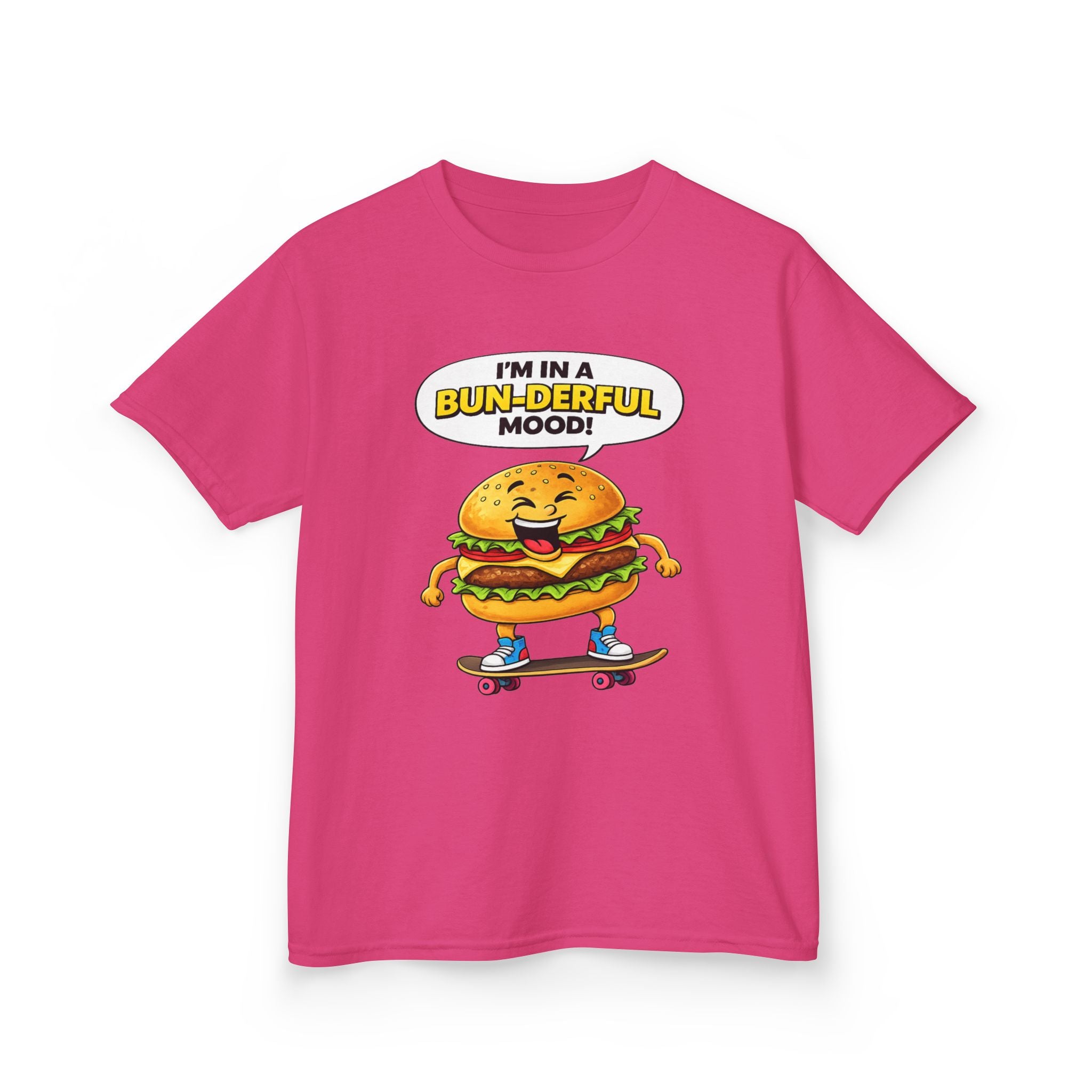 Kids Burger T-Shirt — 'Bun-derful Mood' Skateboard Graphic Tee