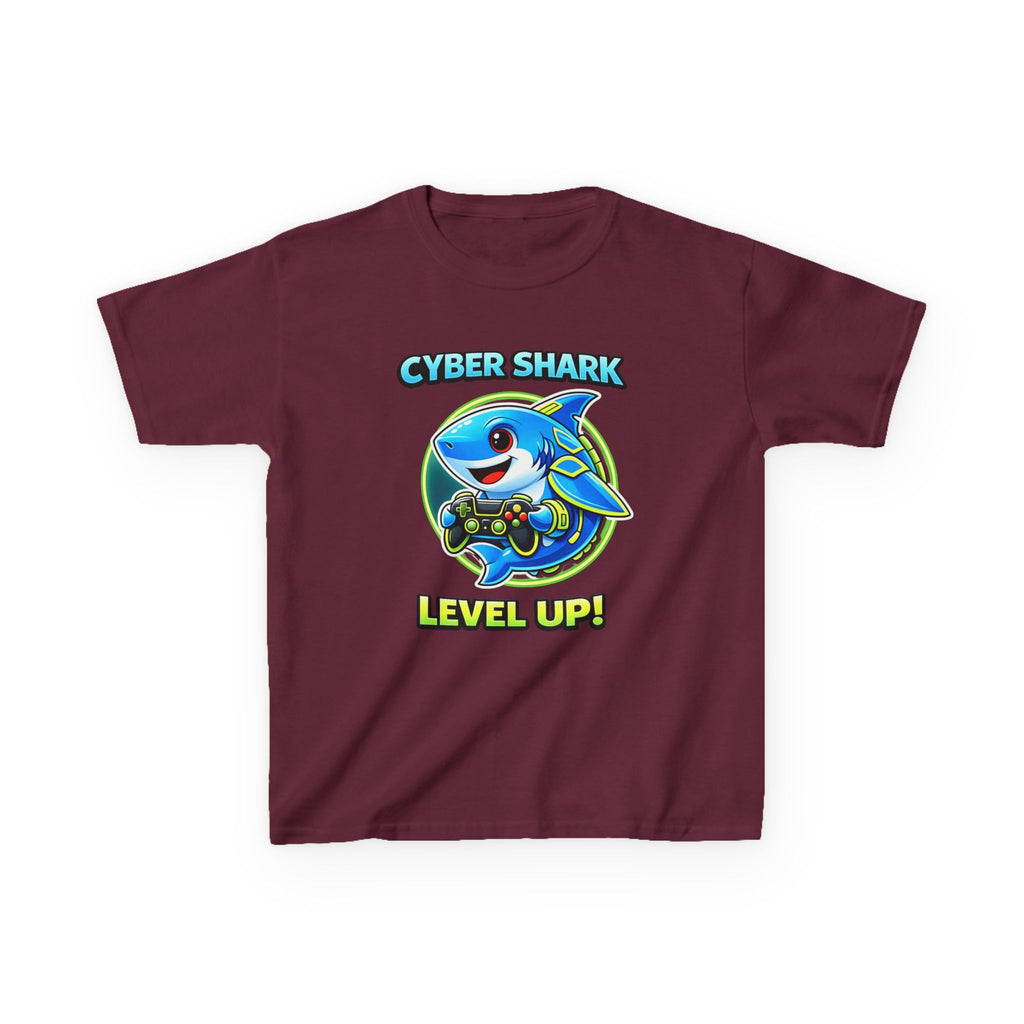 Kids Shark T-Shirt — 'Level Up' Gaming Graphic Tee