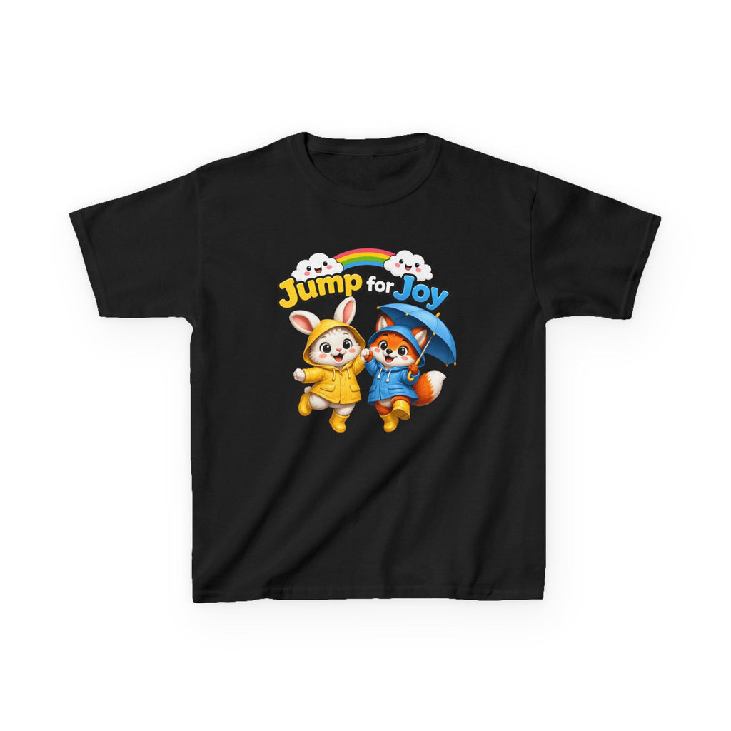 Kids Raincoat Animals T-Shirt — 'Jump for Joy' Cute Rainbow Graphic Tee