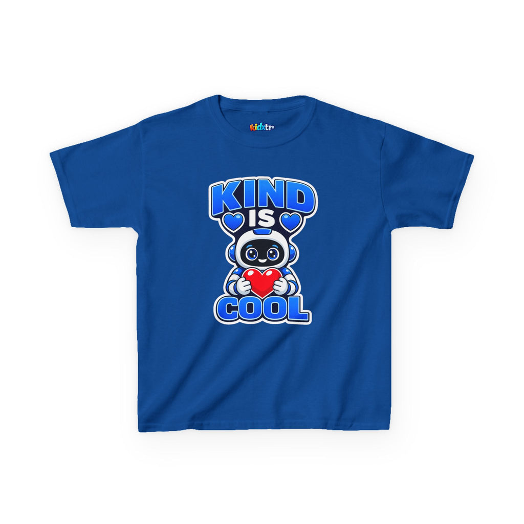 Kidxtr™ Kids Robot T-Shirt — 'Kind Is Cool' Heart Graphic Tee