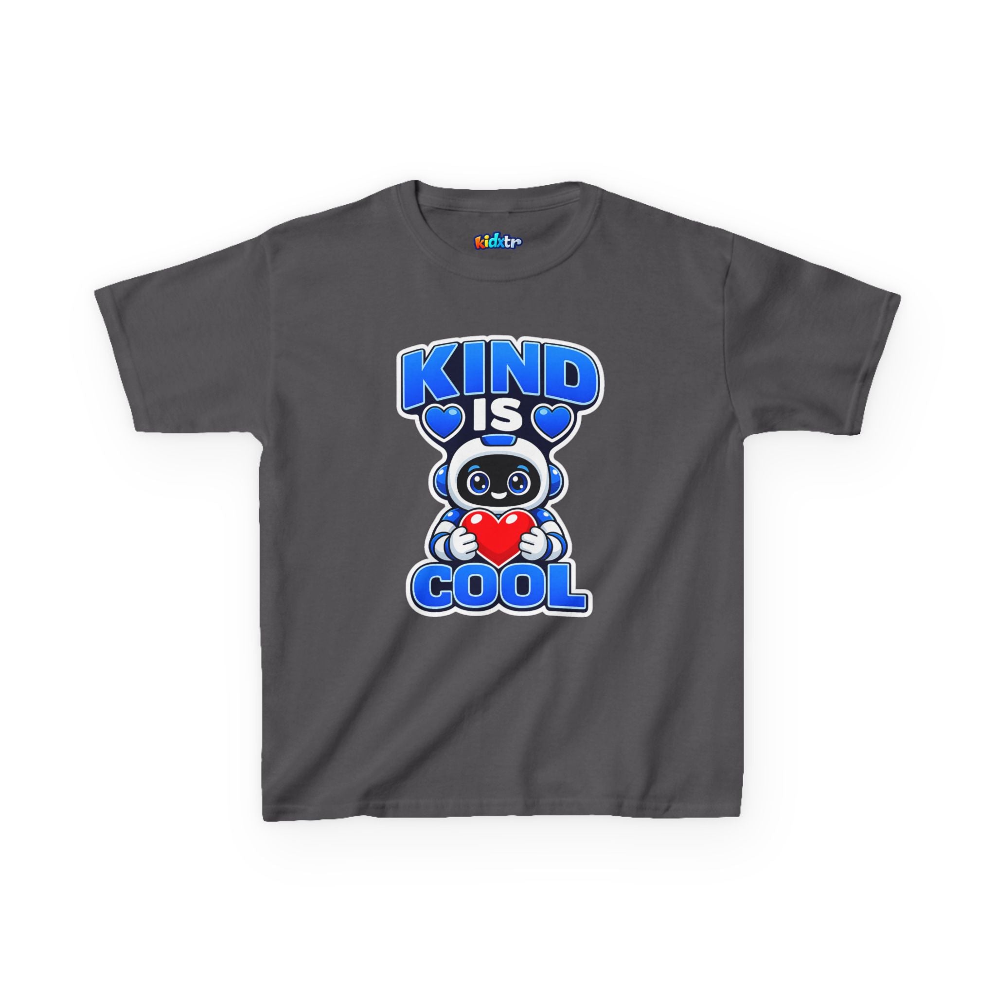 Kidxtr™ Kids Robot T-Shirt — 'Kind Is Cool' Heart Graphic Tee