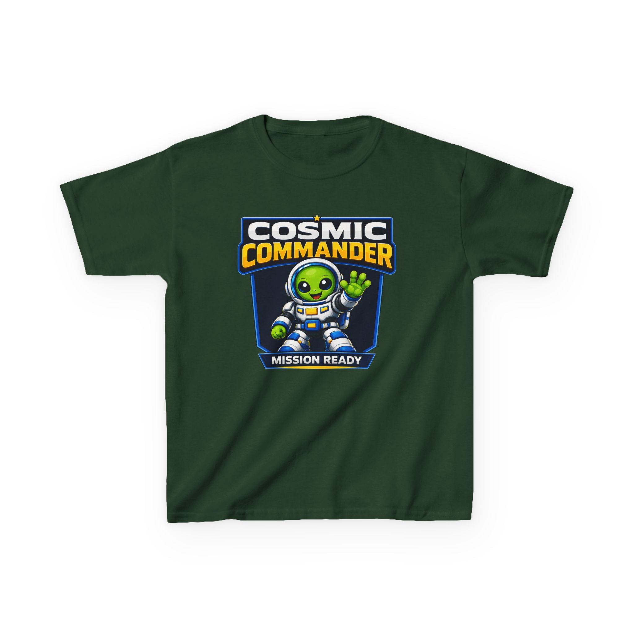 Kids Tee — "Cosmic Commander: Mission Ready" Alien Astronaut Graphic