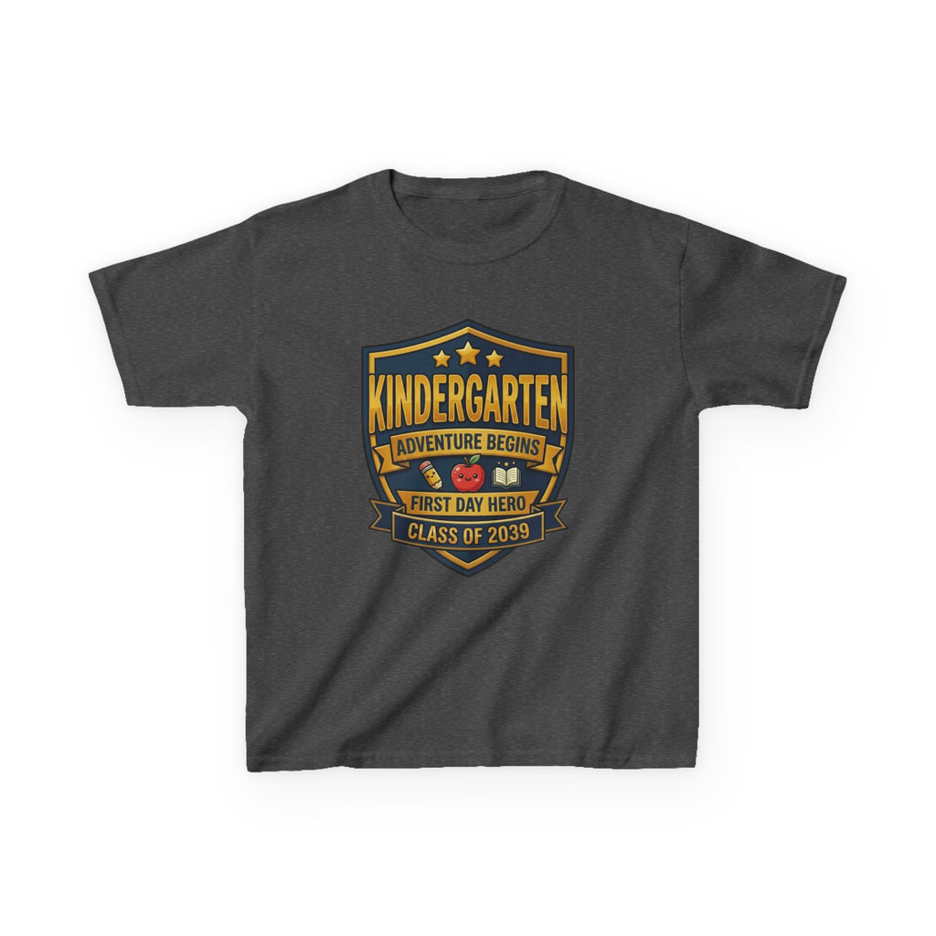 Kids School T-Shirt — 'Adventure Begins' Kindergarten First Day Hero Tee