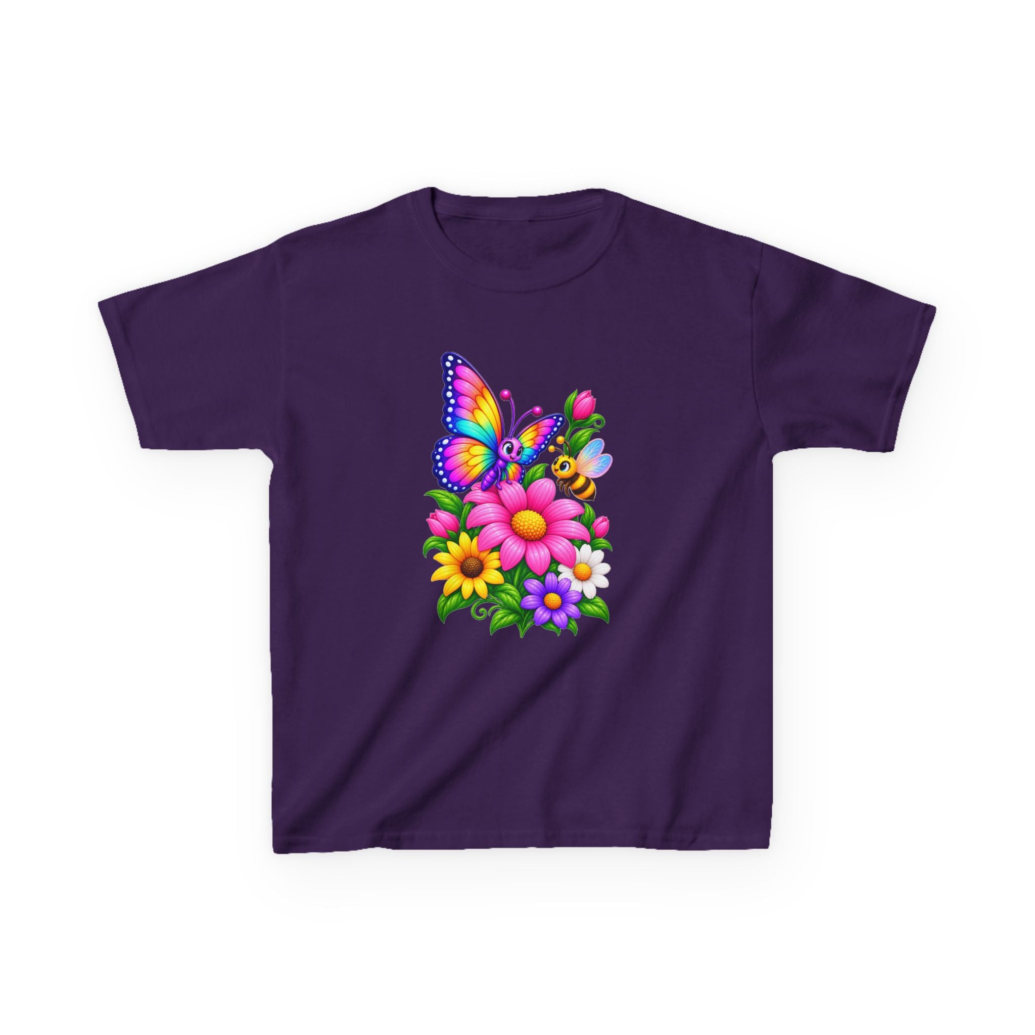 Kidxtr™ Kids Butterfly T-Shirt — 'Flutter & Bloom' Rainbow Butterfly Garden Graphic Tee