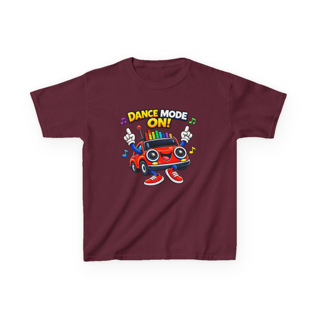 Kids Dance T-Shirt — 'Dance Mode On!' Cartoon Boombox Car Graphic Tee