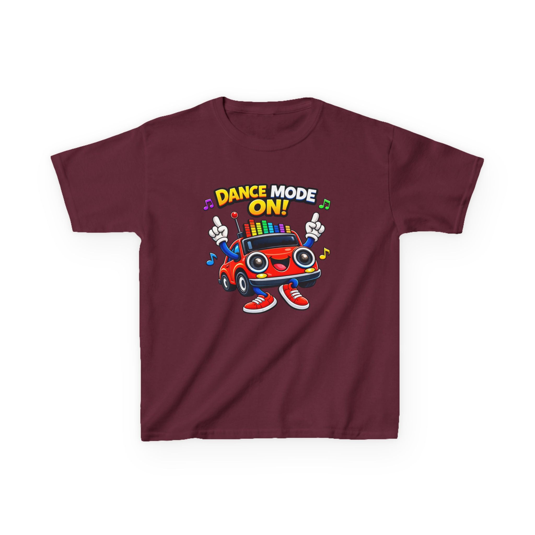 Kids Dance T-Shirt — 'Dance Mode On!' Cartoon Boombox Car Graphic Tee