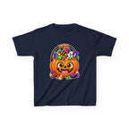 Kidxtr™ Kids Pumpkin T-Shirt — 'Trick or Treat' Jack-O-Lantern Candy Basket Graphic Tee