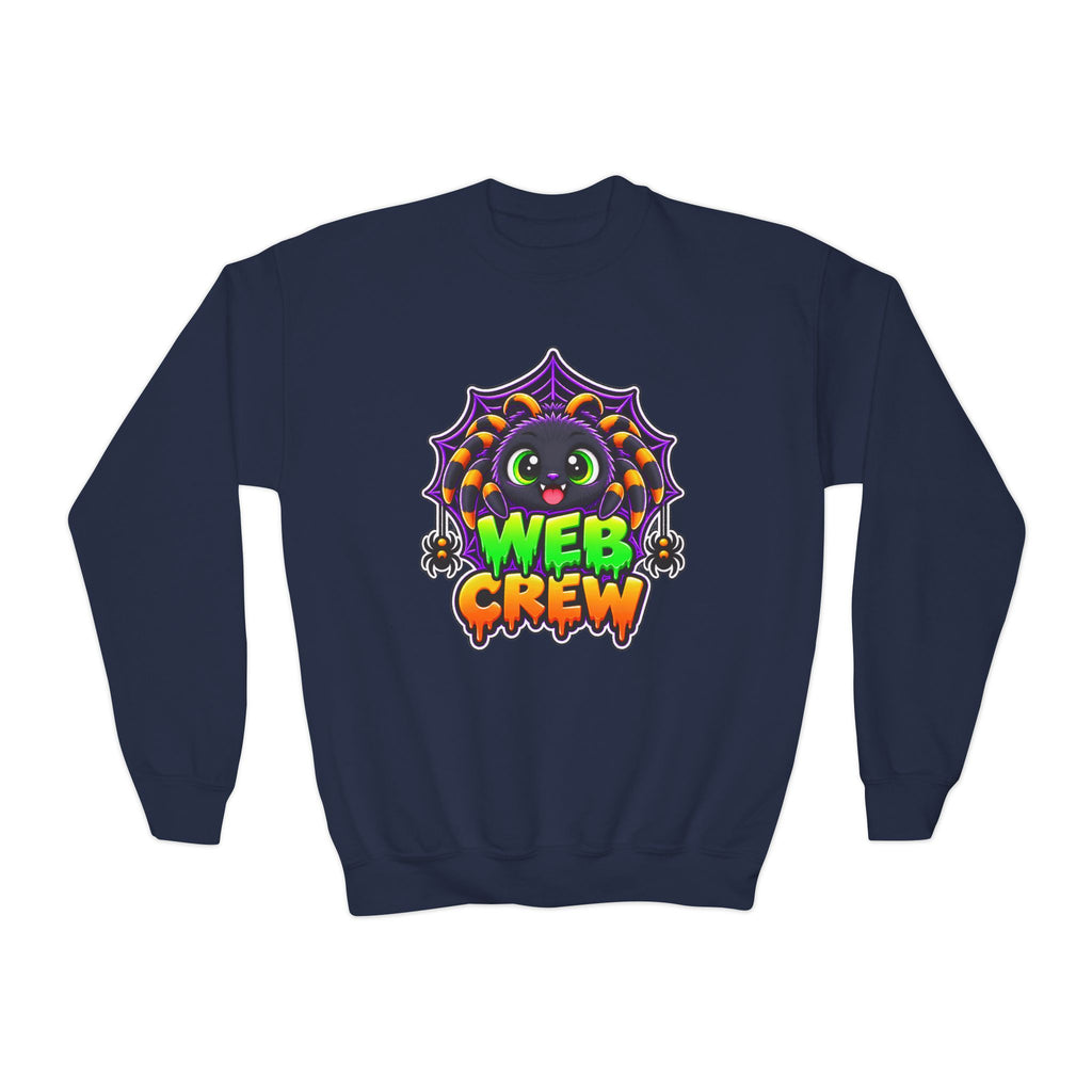 Kidxtr™ Kids Spider Sweatshirt — 'Web Crew' Cute Halloween Spider Graphic Crewneck